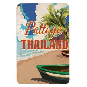 Ímã Poster das viagens vintage de Pattaya Tailândia