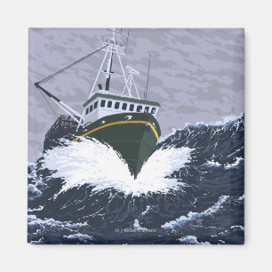 Imã Poster das viagens vintage do barco de AlaskaCrab