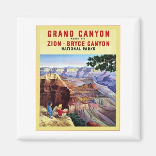 Imã Poster das viagens vintage do ~ do Grand Canyon
