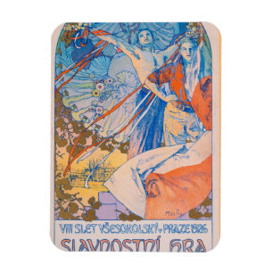 Ímã Poster de Alphonse Mucha para o Festival de Sokol