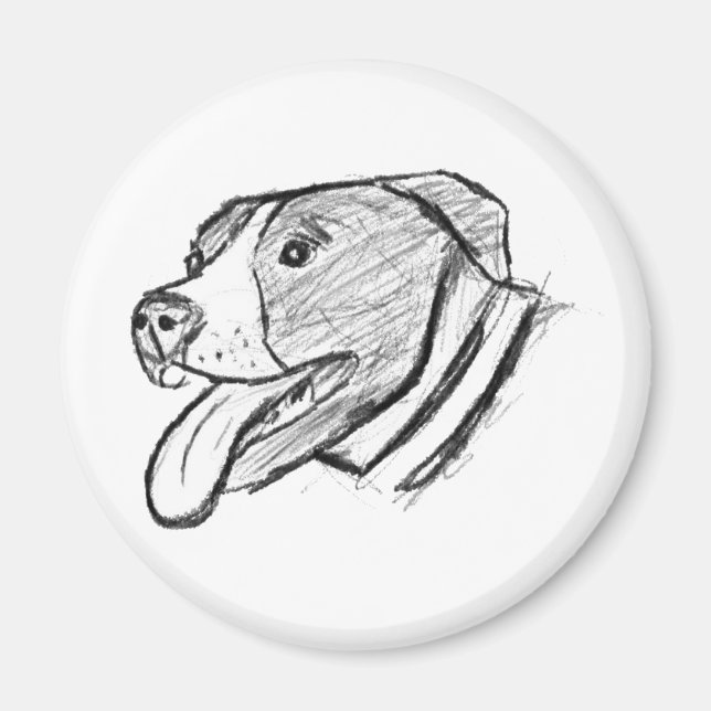 Imã poster de amante de animais cachorro pitbull desen (Frente)