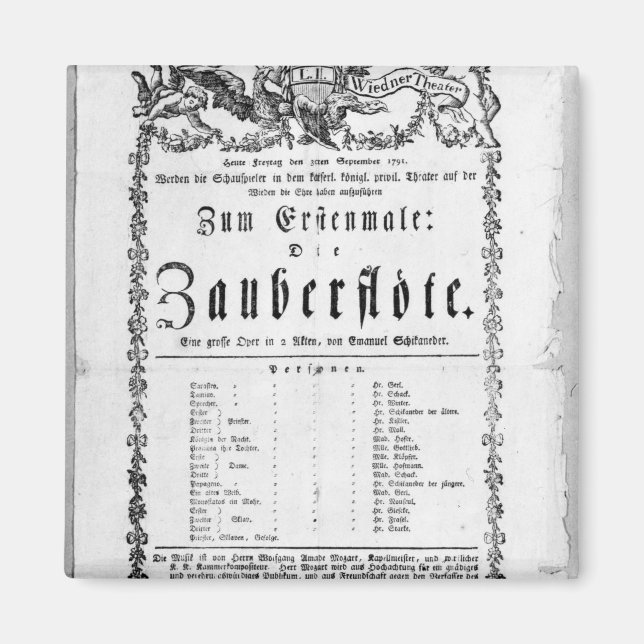 Imã Poster de anúncio de ‘A Flauta Mágica’ (Frente)