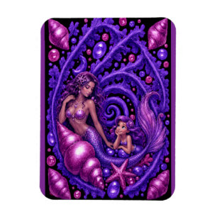 Ímã Pôster de Arte Fantasia Mermaid Duo Oceano Sonho R