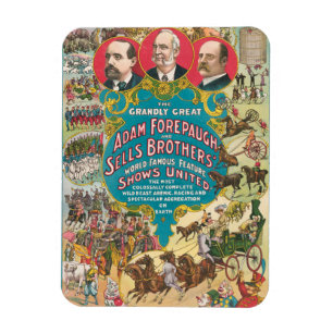 Ímã Poster de Circo Mostrando Muitas Cenas de Circo