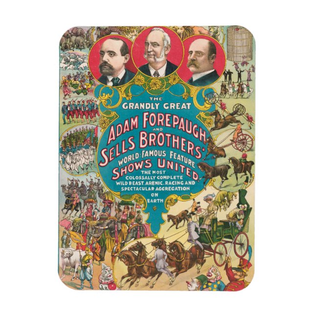 Ímã Poster de Circo Mostrando Muitas Cenas de Circo (Vertical)