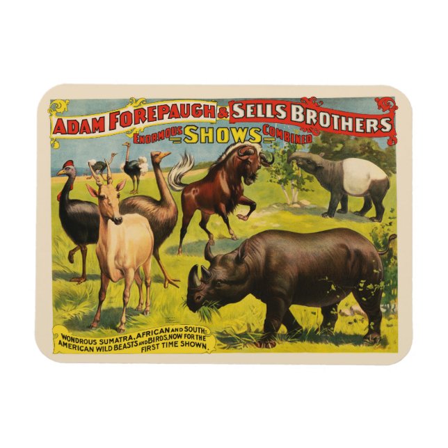 Ímã Poster de Circo para Adam Forepaugh e Vende Irmãos (Horizontal)