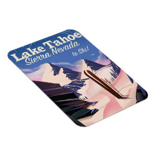 Ímã poster de esqui do Lago Tahoe sierra nevada