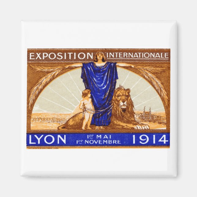 Imã poster de Expo Internacional Lyon 1914 (Frente)