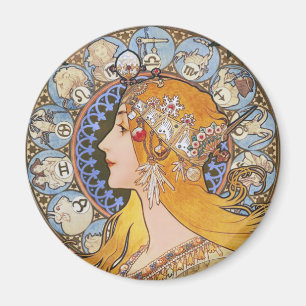 Imã Poster de Nouveau da arte de Mucha - zodíaco -