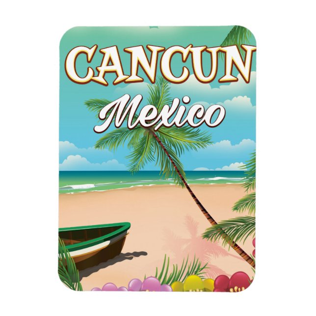 Ímã Poster de praia de Cancun México (Vertical)