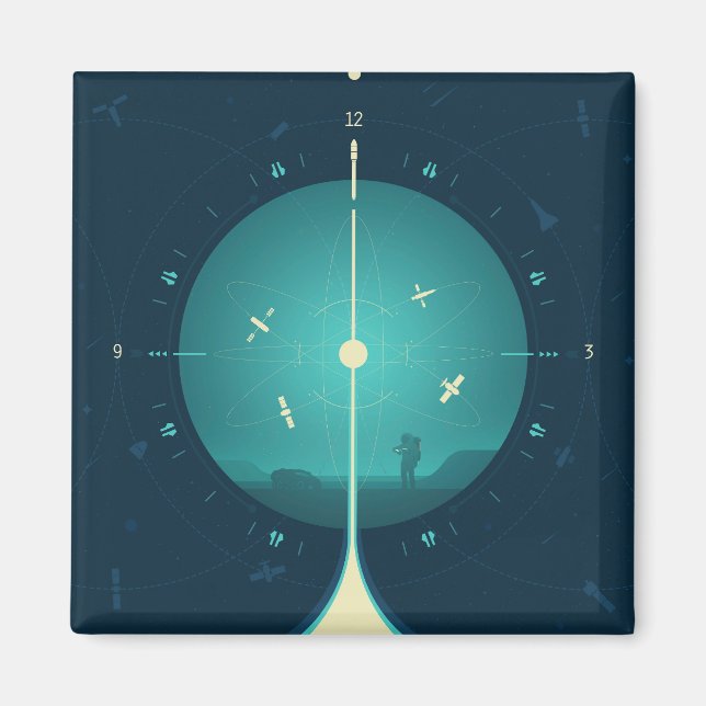 Imã Poster de relógio atômico de espaço profundo, vers (Frente)