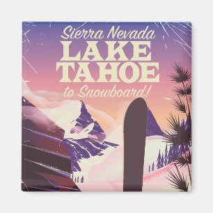 Imã poster de Snowboard do Lago Tahoe Sierra Nevada EU