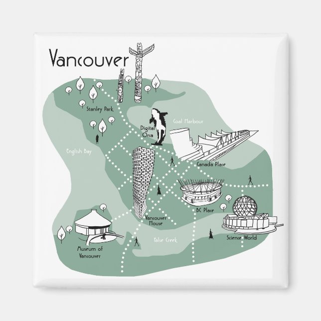 Imã Poster de Vancouver - verde (Frente)