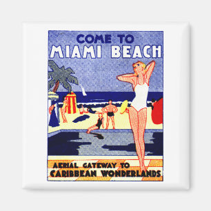 Imã Poster de viagens 1925 de Miami Beach