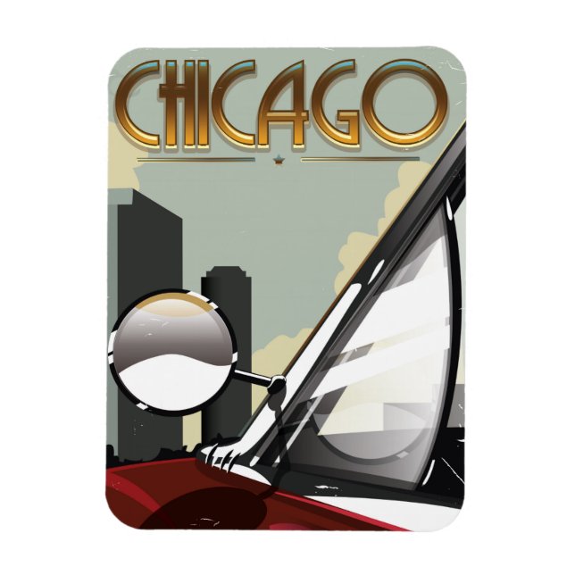 Ímã Poster de viagens automático da cidade de Chicago (Vertical)