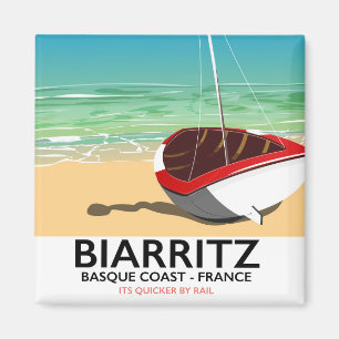 Imã Poster de viagens da praia de Biarritz France