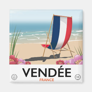 Imã Poster de viagens da praia do beira-mar de France