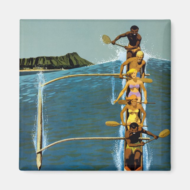 Imã Poster de viagens Da United Air Lines Para O Havaí (Frente)