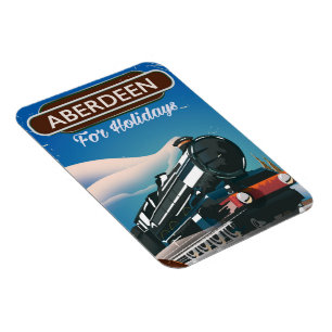 Ímã poster de viagens de comboios de Aberdeen Scotland