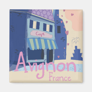 Imã poster de viagens de desenho animado de Avignon Fr