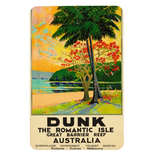Ímã Poster de viagens de Dunk Island Queensland Austrá (Vertical)