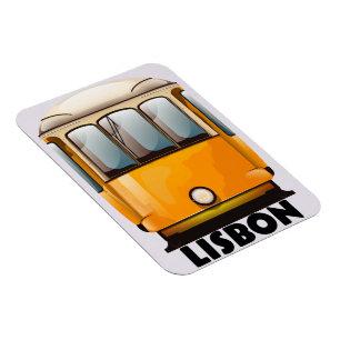 Ímã poster de viagens de elétrico amarelo de Lisboa