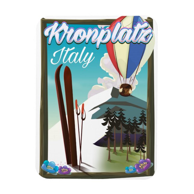 Ímã Poster de viagens de esqui de Kronplatz Itália (Vertical)