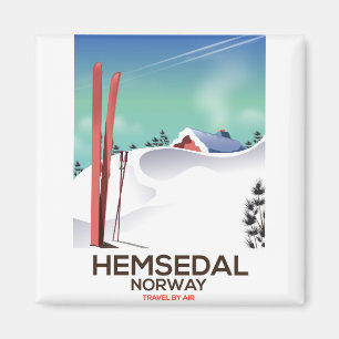 Imã poster de viagens de Esqui Hemsedal Noruega
