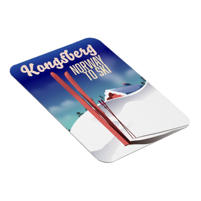 Ímã Poster de viagens de esqui norway de Kongsberg. (Lado Direito)