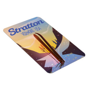 Ímã Poster de viagens de esqui Stratton Vermont