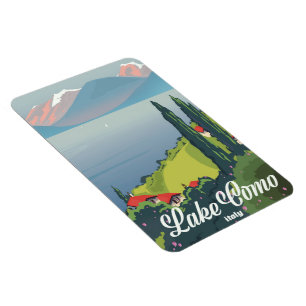 Ímã Poster de viagens de estilo de vintage do Lago Com