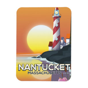 Ímã poster de viagens de farol de Nantucket Massachuse