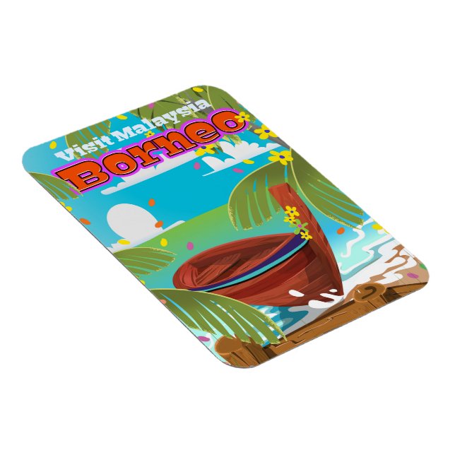 Ímã Poster de viagens de férias da Ilha Borneo. (Lado Direito)