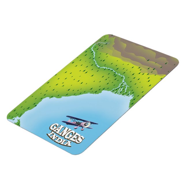 Ímã Poster de viagens de mapa do Ganges India (Left Side)