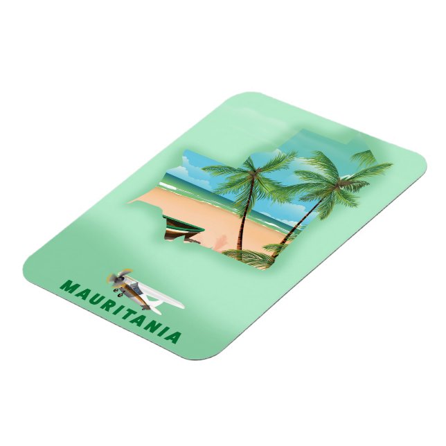 Ímã Poster de viagens de mapa ilustrado da Mauritânia (Left Side)