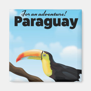 Imã Poster de viagens de Paraguai Toucan