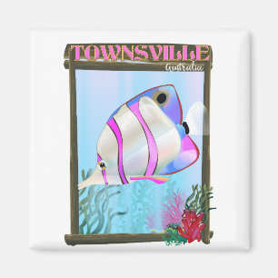 Imã poster de viagens de peixe tropical da Austrália