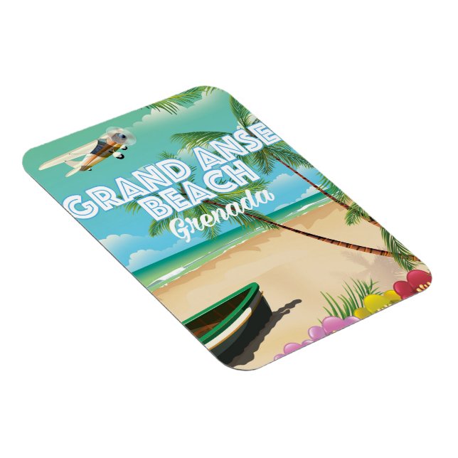 Ímã Poster de viagens de praia de Grande Anse, Granada (Lado Direito)