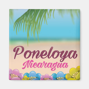 Imã poster de viagens de praia Poneloya nicaragua
