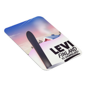 Ímã Poster de viagens de Snowboard Levi Finlândia