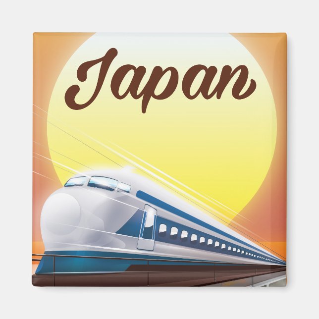 Imã Poster de viagens de Trem de Bullet no Japão (Frente)