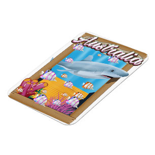 Ímã poster de viagens de tubarão submarino da Austrá