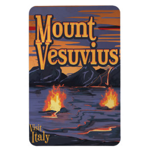 Ímã poster de viagens de vulcão Monte Vesúvio