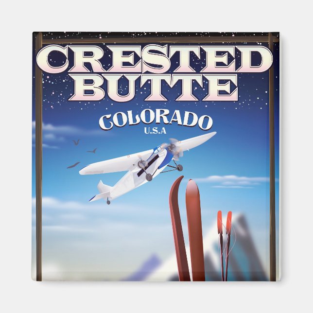 Imã Poster de viagens do Colorado Butte Crested (Frente)