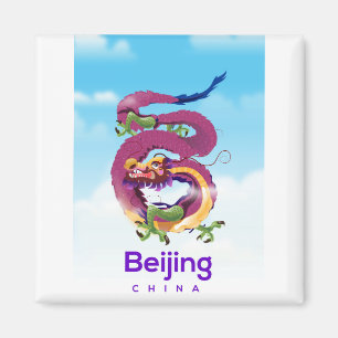 Imã Poster de viagens do dragão de Beijing China