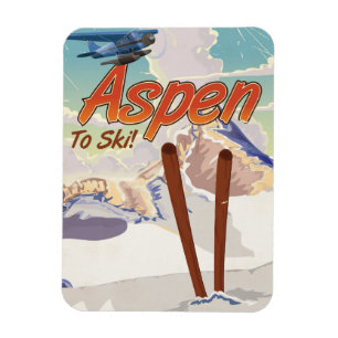 Ímã Poster de viagens do esqui do vintage de Aspen EUA