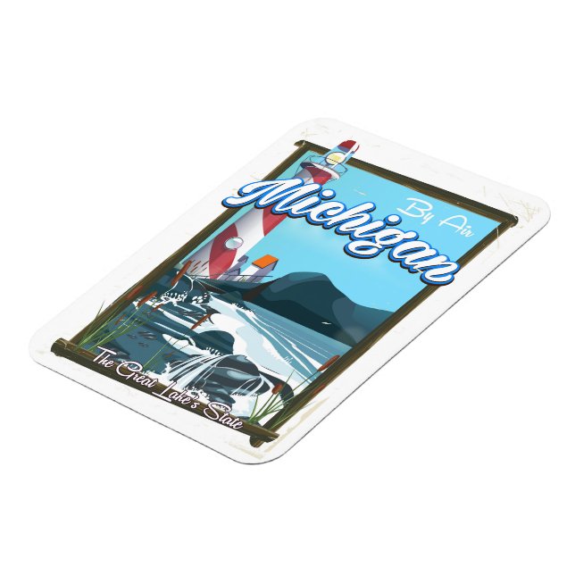 Ímã Poster de viagens do Farol de Michigan! (Left Side)