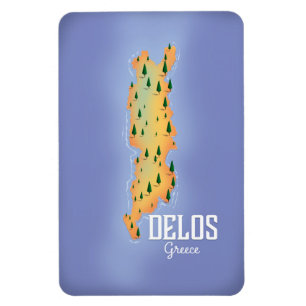 Ímã Poster de viagens do mapa da piscina de Delos
