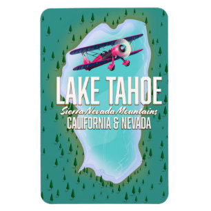 Ímã Poster de viagens do mapa de Lake Tahoe