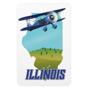 Ímã Poster de viagens do mapa do vintage de Illinois